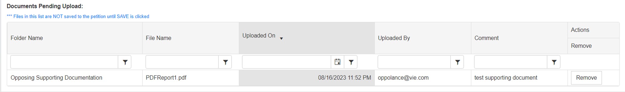 Documents Pending Upload window Documents Pending Upload window